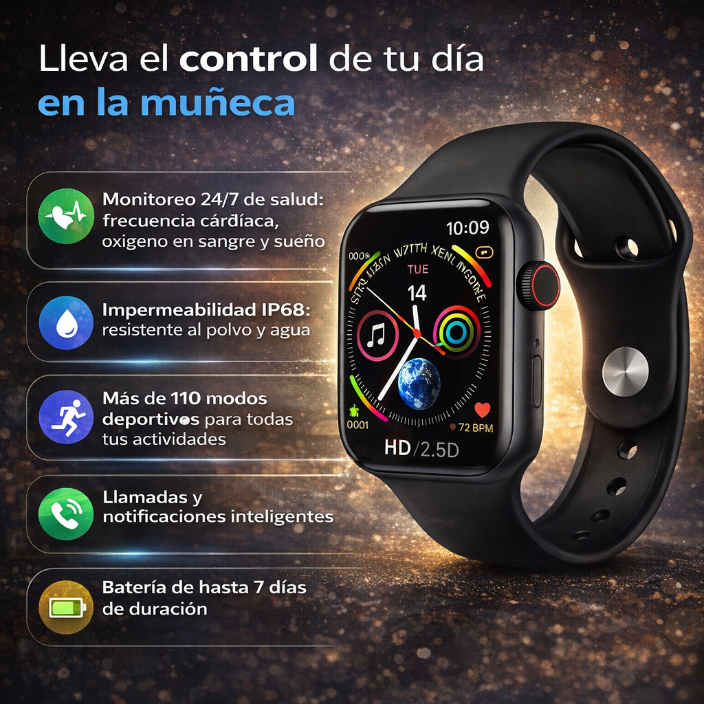 MARTWATCH X7 - CONTROLA TU SALUD Y TU RENDIMIENTO EN TIEMPO REAL Mantente conectado, activo y en control sin esfuerzo