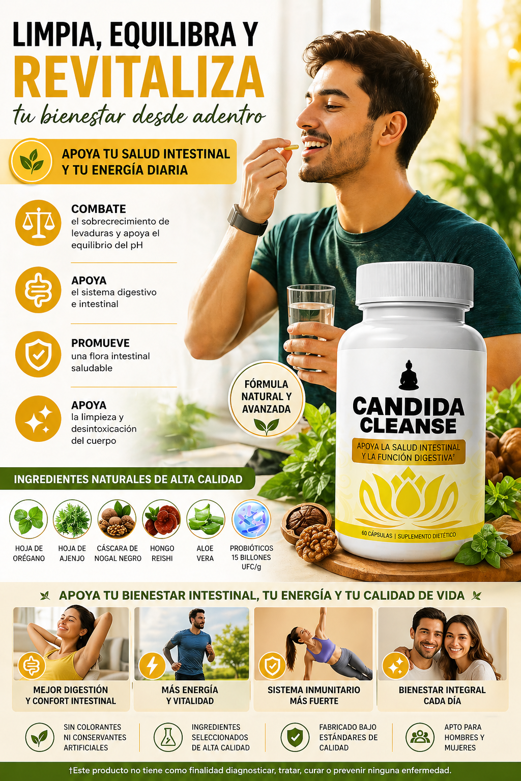 Suplemento Super Candida - Un intestino que no funciona bien puede alterar todo tu día.