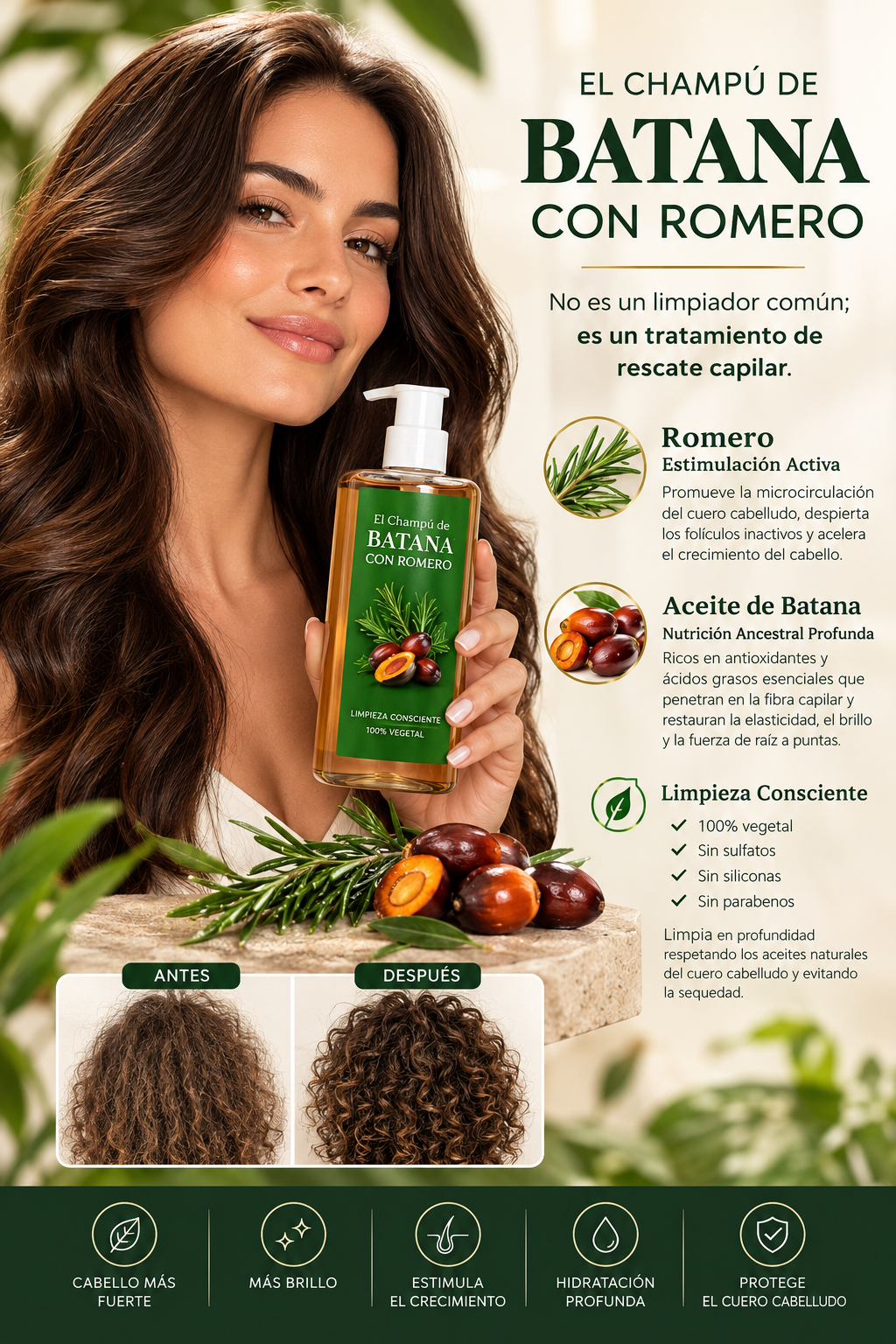 Champú para acelerar el crecimiento y fortalecer el cabello