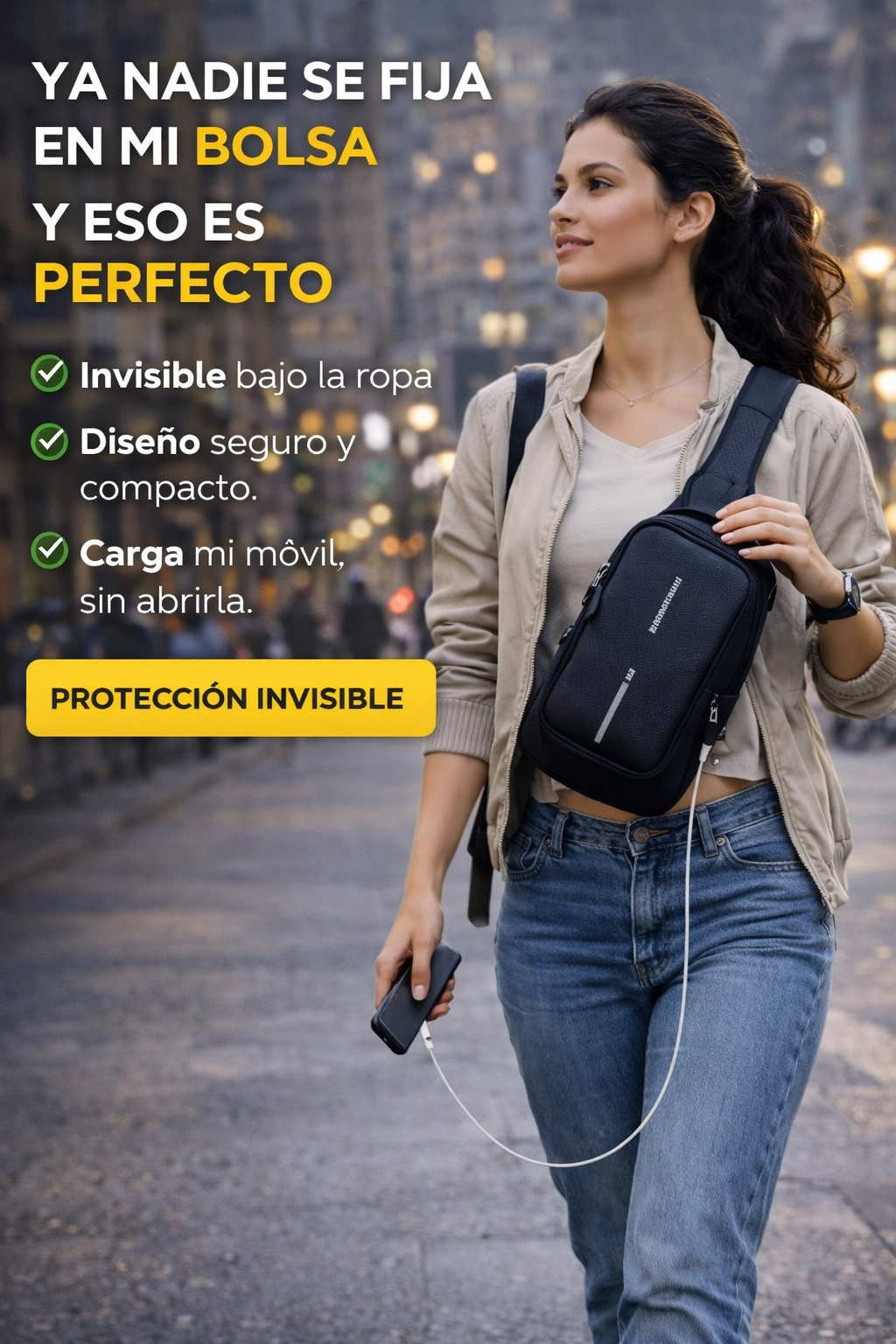 Bolso cruzado para evitar a los carteristas - Protege tus pertenencias, Evita robos y mejora tu imagen con un estilo moderno