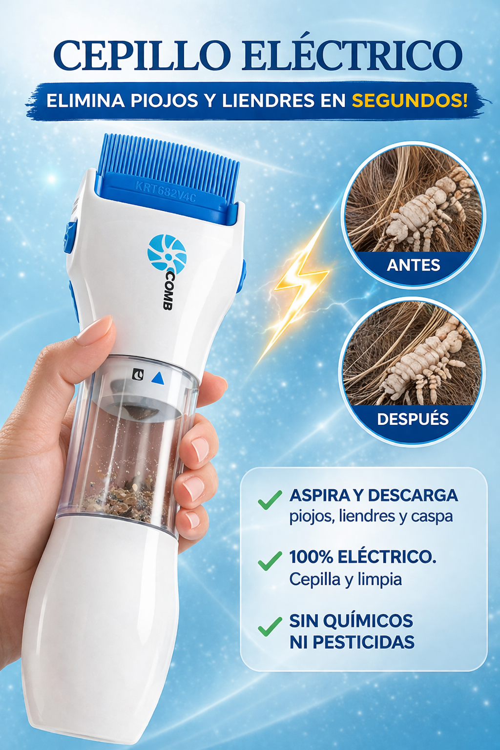 Cepillo - Elimina piojos y liendres de forma efectiva con este cepillo especializado