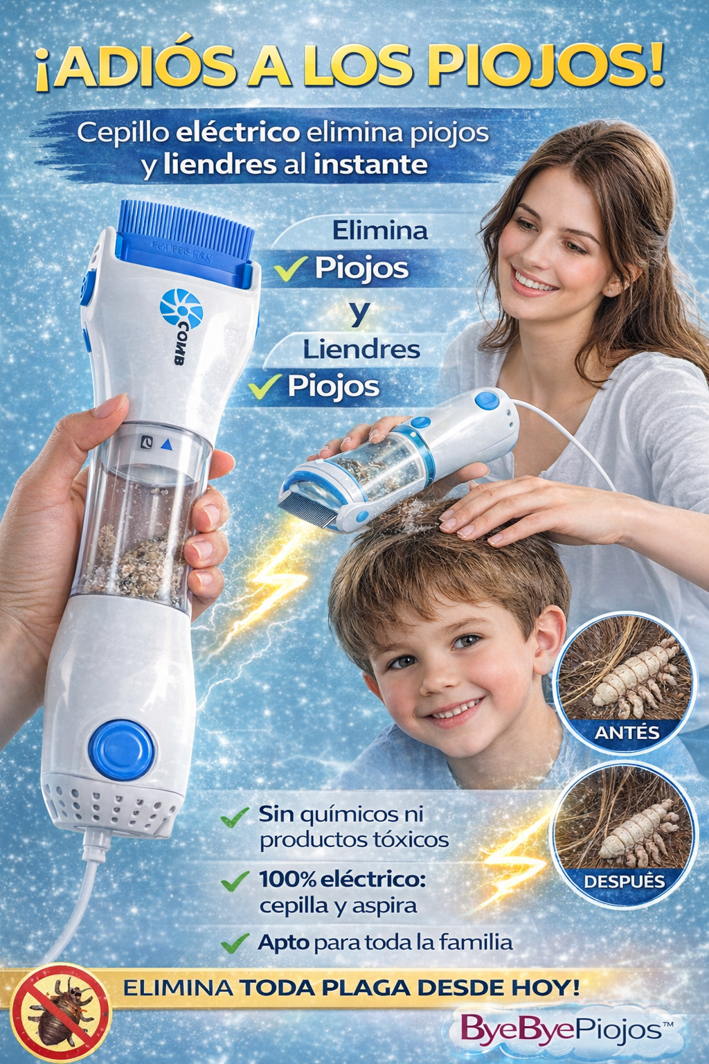 Cepillo - Elimina piojos y liendres de forma efectiva con este cepillo especializado