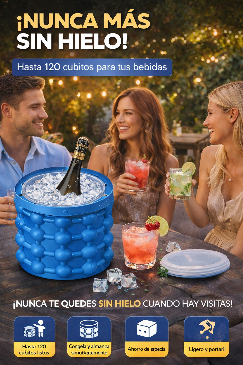 Molde Cubitos de Hielo - Diseño de doble cámara: congela y almacena al mismo tiempo.