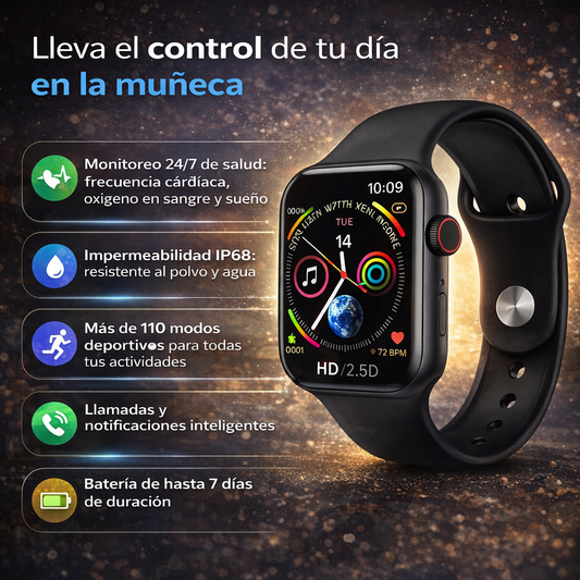 MARTWATCH X7 -  CONTROLA TU SALUD Y TU RENDIMIENTO EN TIEMPO REAL  Mantente conectado, activo y en control sin esfuerzo