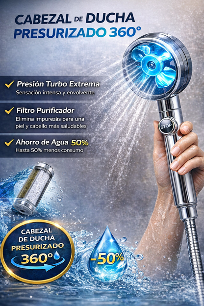 Ducha giratorio alta presión 360º - Elimina impurezas, óxido y bacterias, protegiendo tu piel de irritaciones